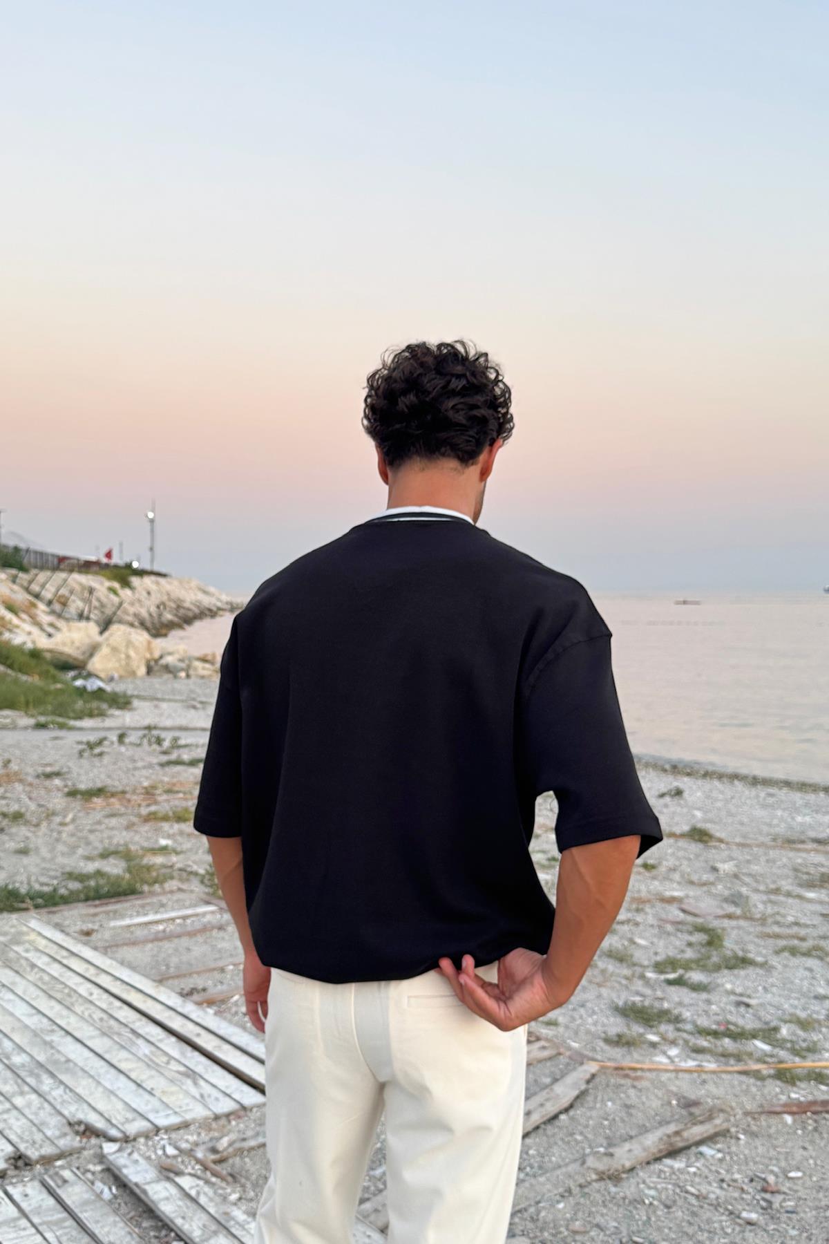 Siyah Keep Ready V Yaka Tişört