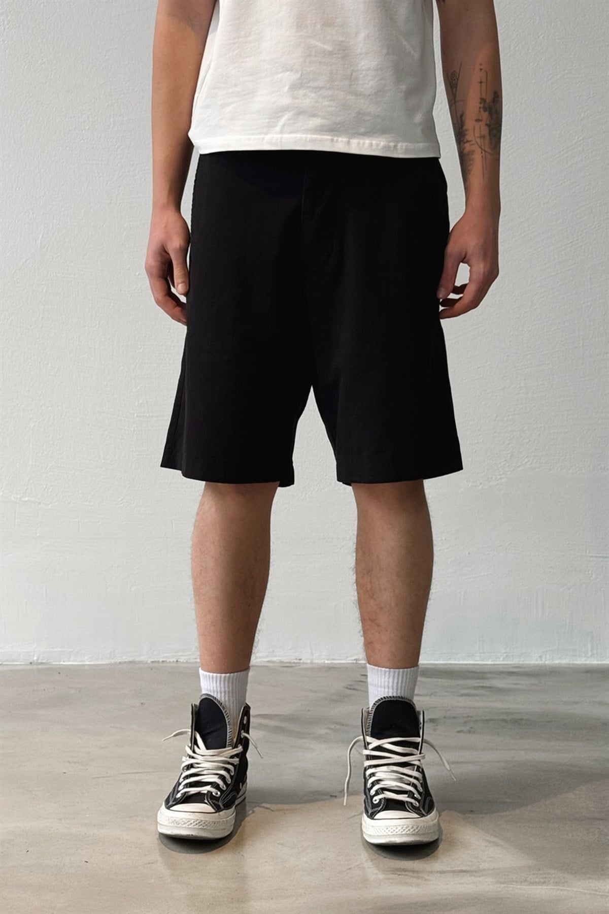 Kemer Aksesuarlı Keten Şort