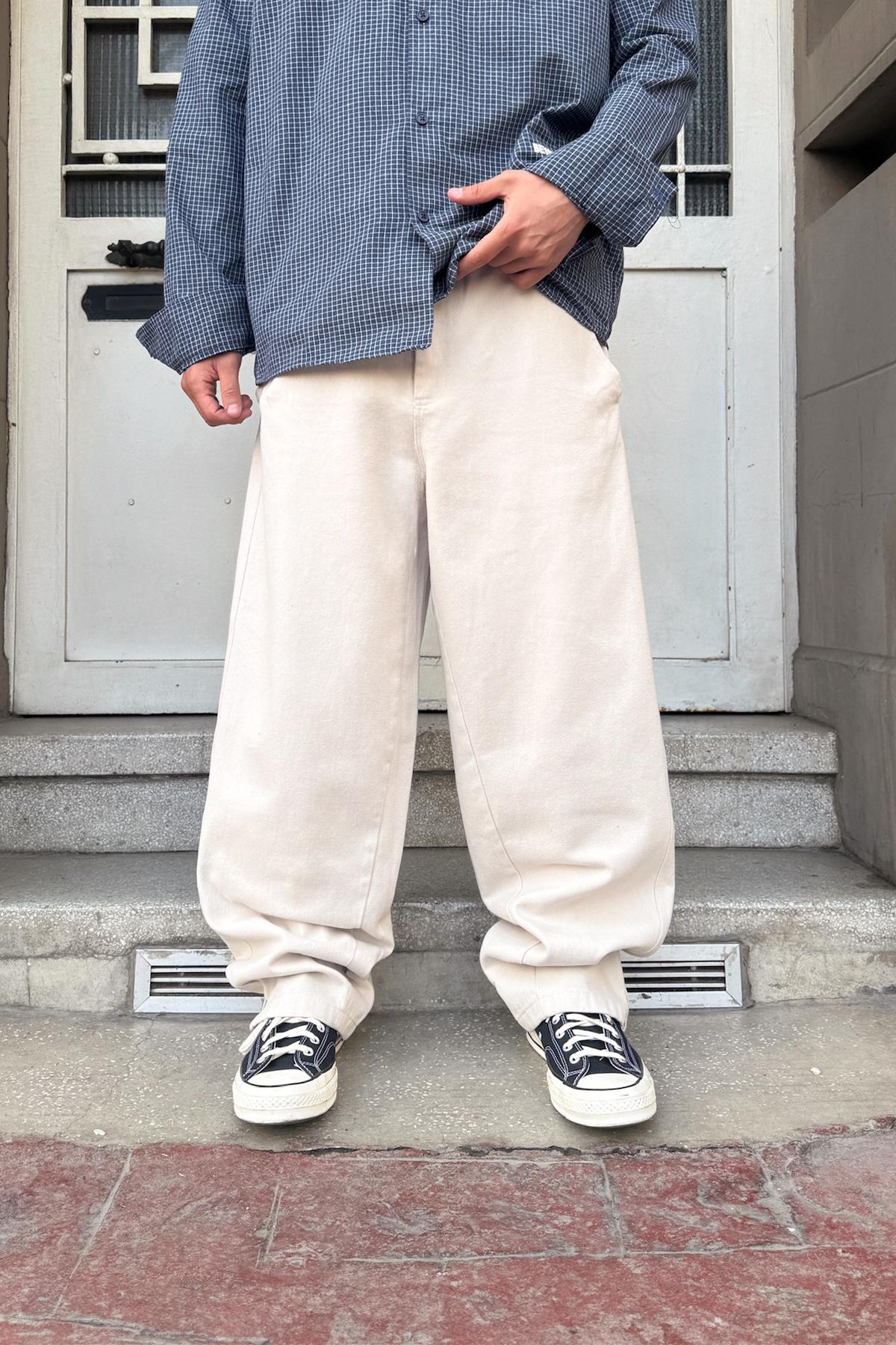 Kemerli Baggy Pantolon Bej