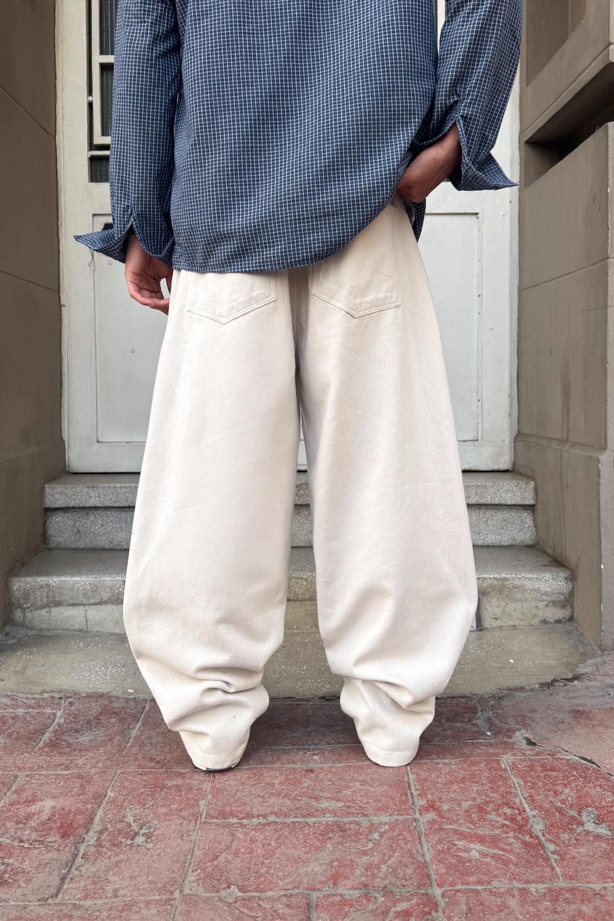 Kemerli Baggy Pantolon Bej