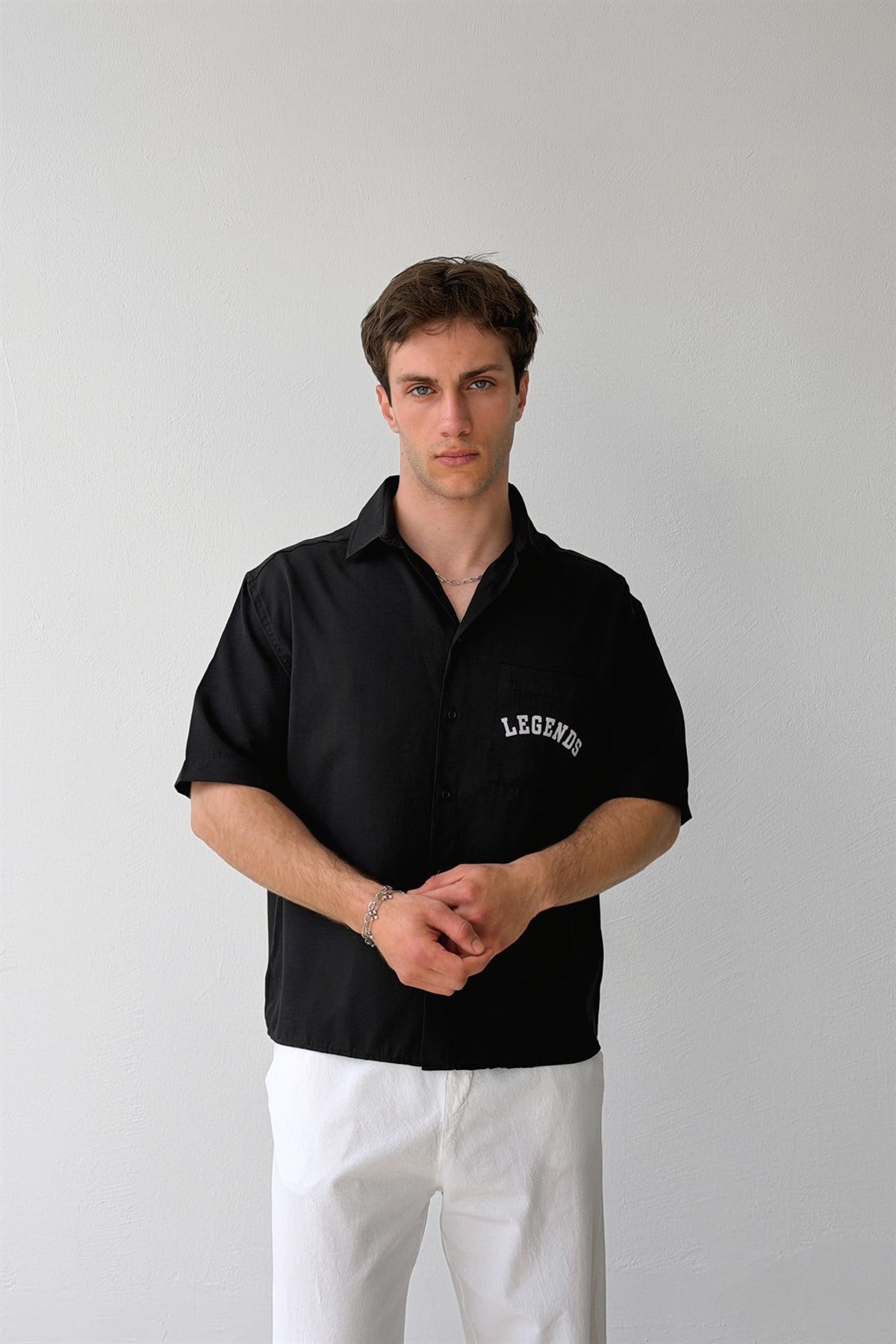 Legends Baskılı Oversize Kısa Kol Gömlek