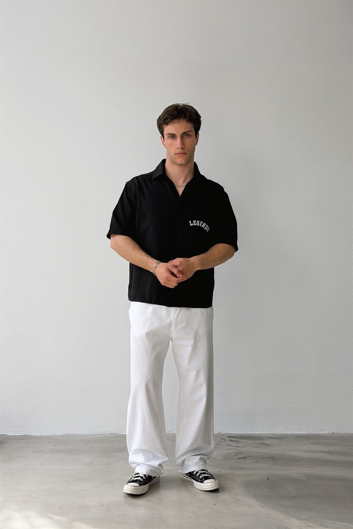 Legends Baskılı Oversize Kısa Kol Gömlek