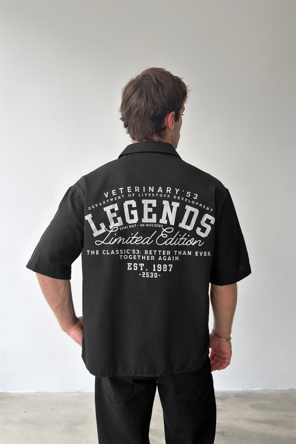 Legends Baskılı Oversize Kısa Kol Gömlek