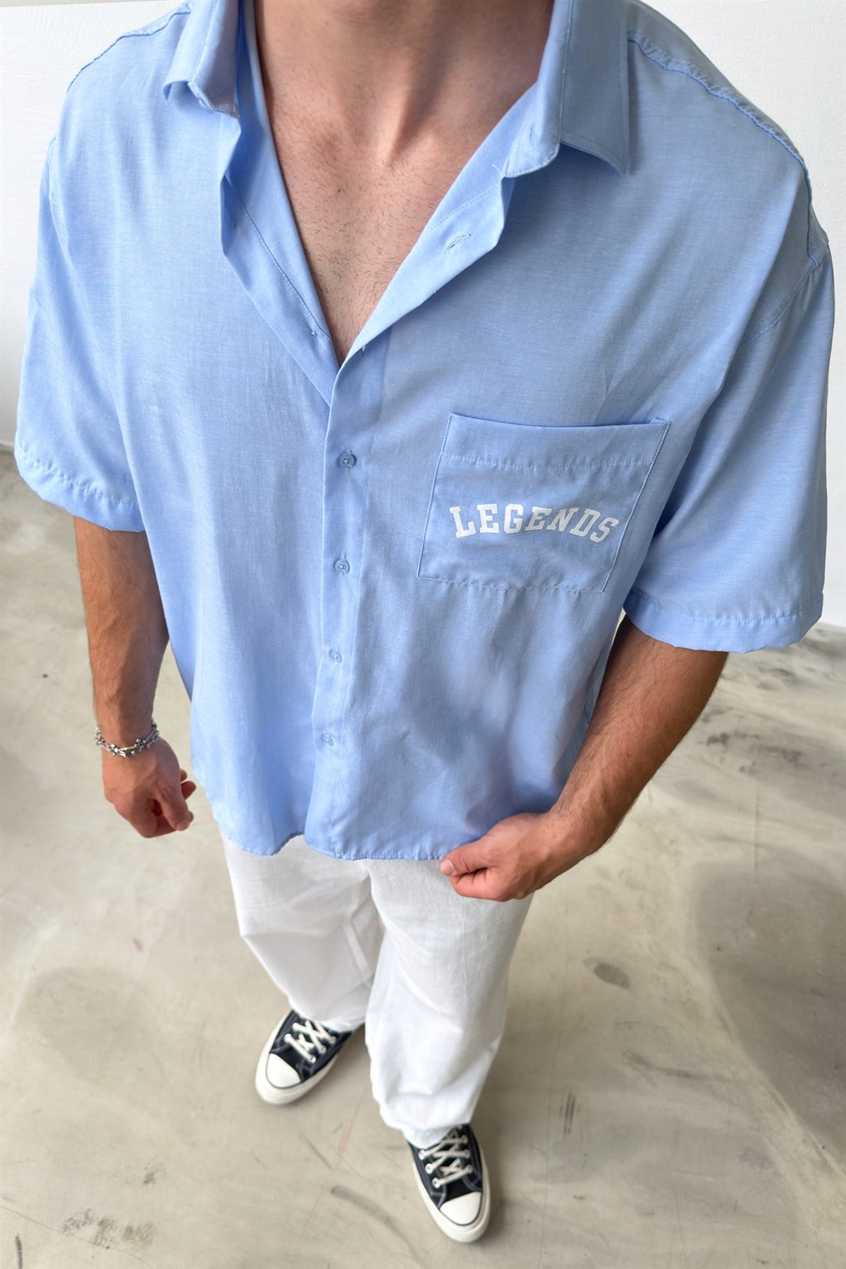 Legends Baskılı Oversize Kısa Kol Gömlek