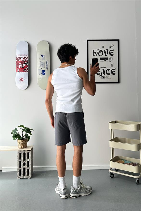 Extra Rahat Kumaş Şort Gri