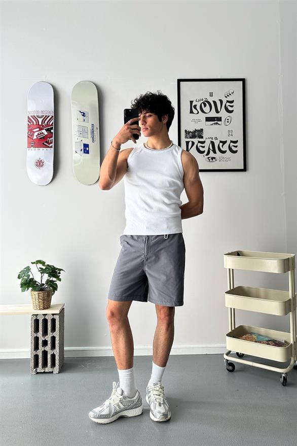 Extra Rahat Kumaş Şort Gri