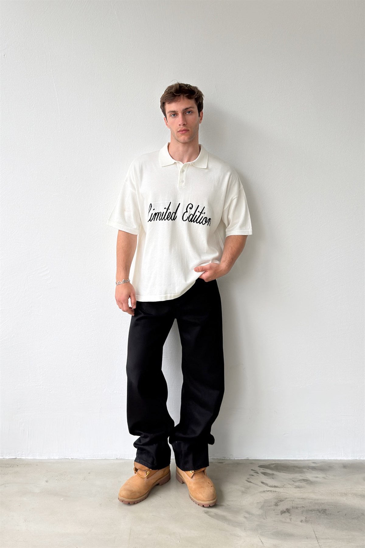 Limited Edition Baskılı Triko Polo Yaka Tişört