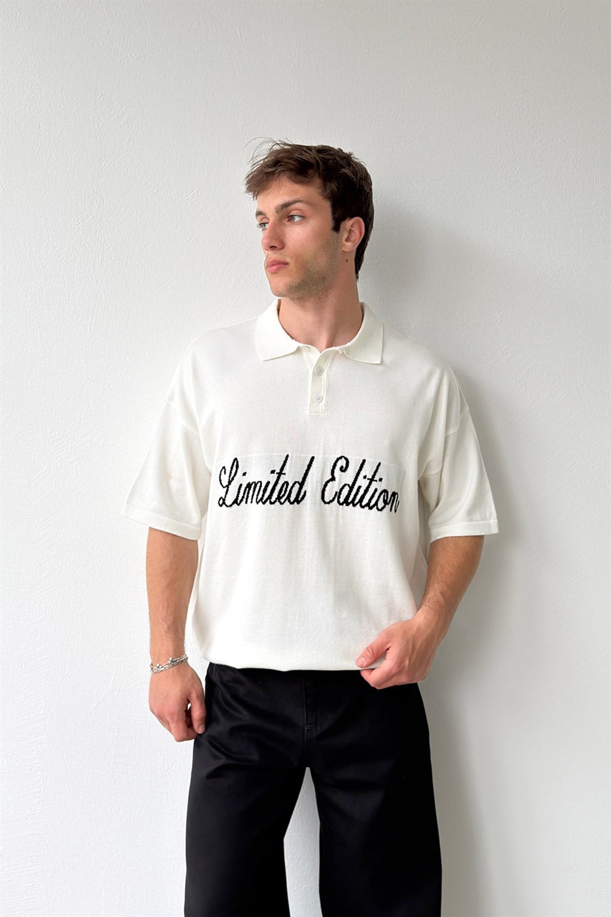 Limited Edition Baskılı Triko Polo Yaka Tişört