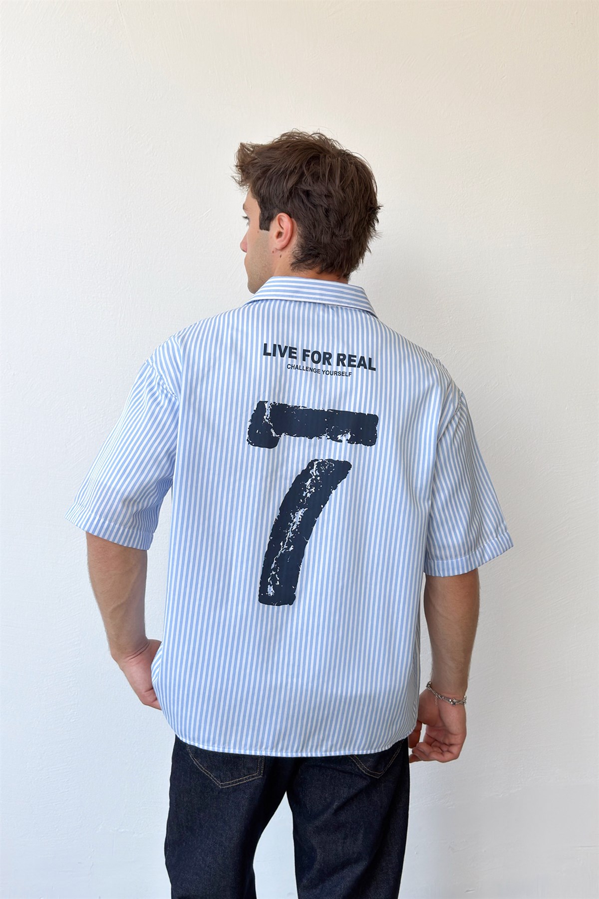 Live For Real Baskı Crop Gömlek