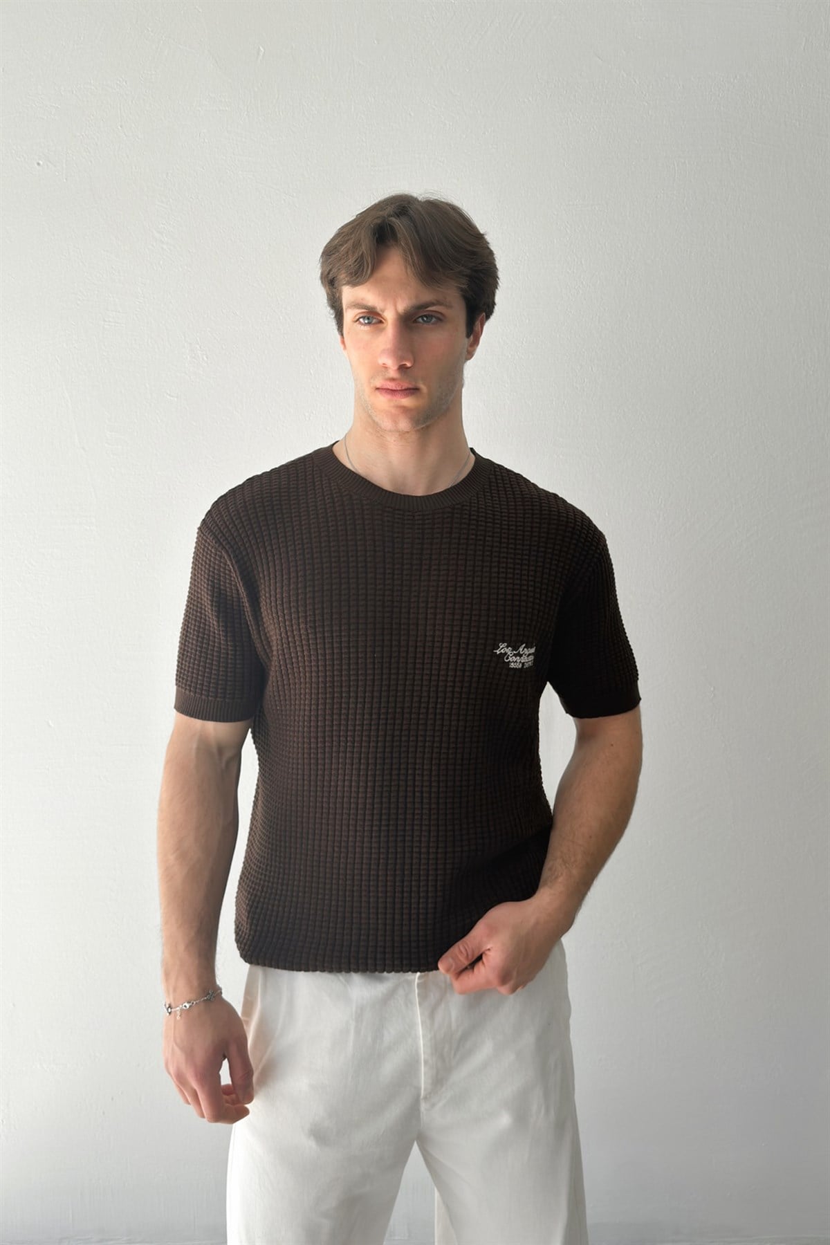 Los Angeles Nakışlı Örme Triko Tişört