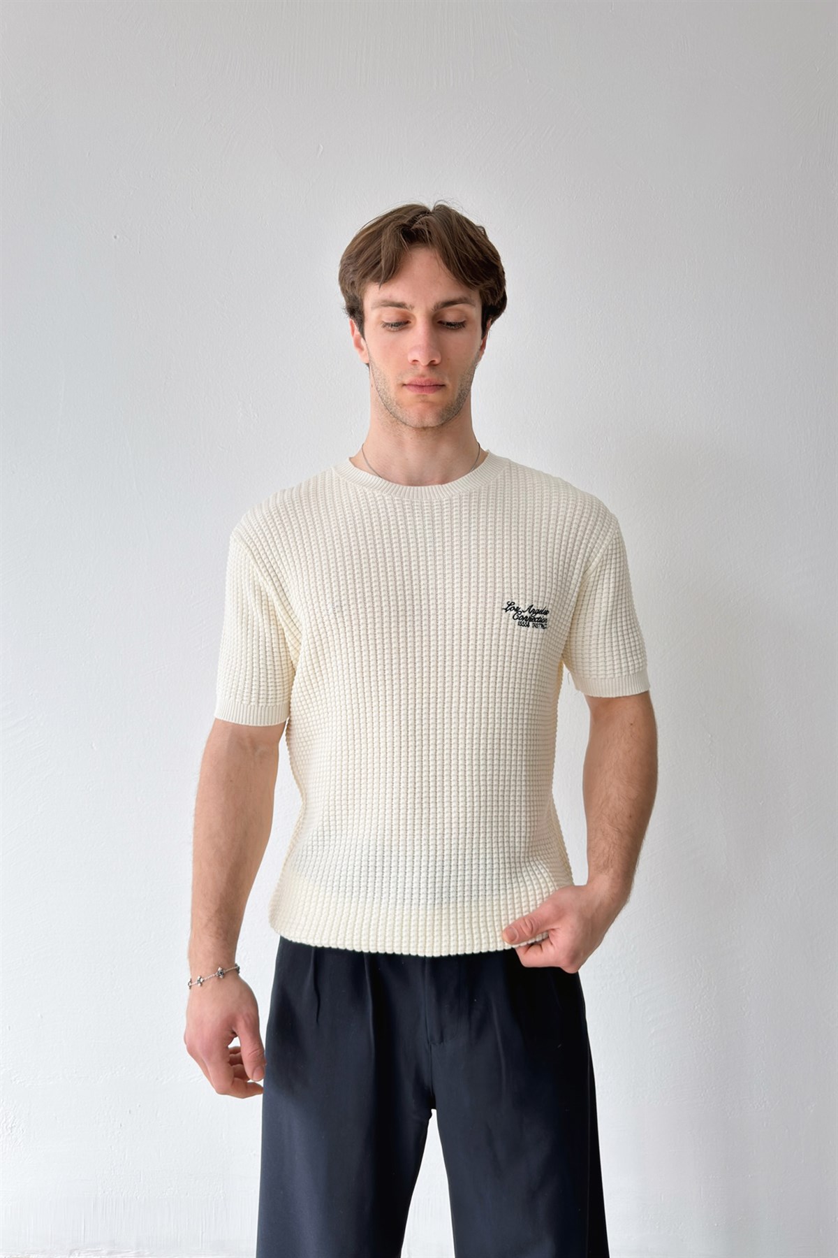 Los Angeles Nakışlı Örme Triko Tişört