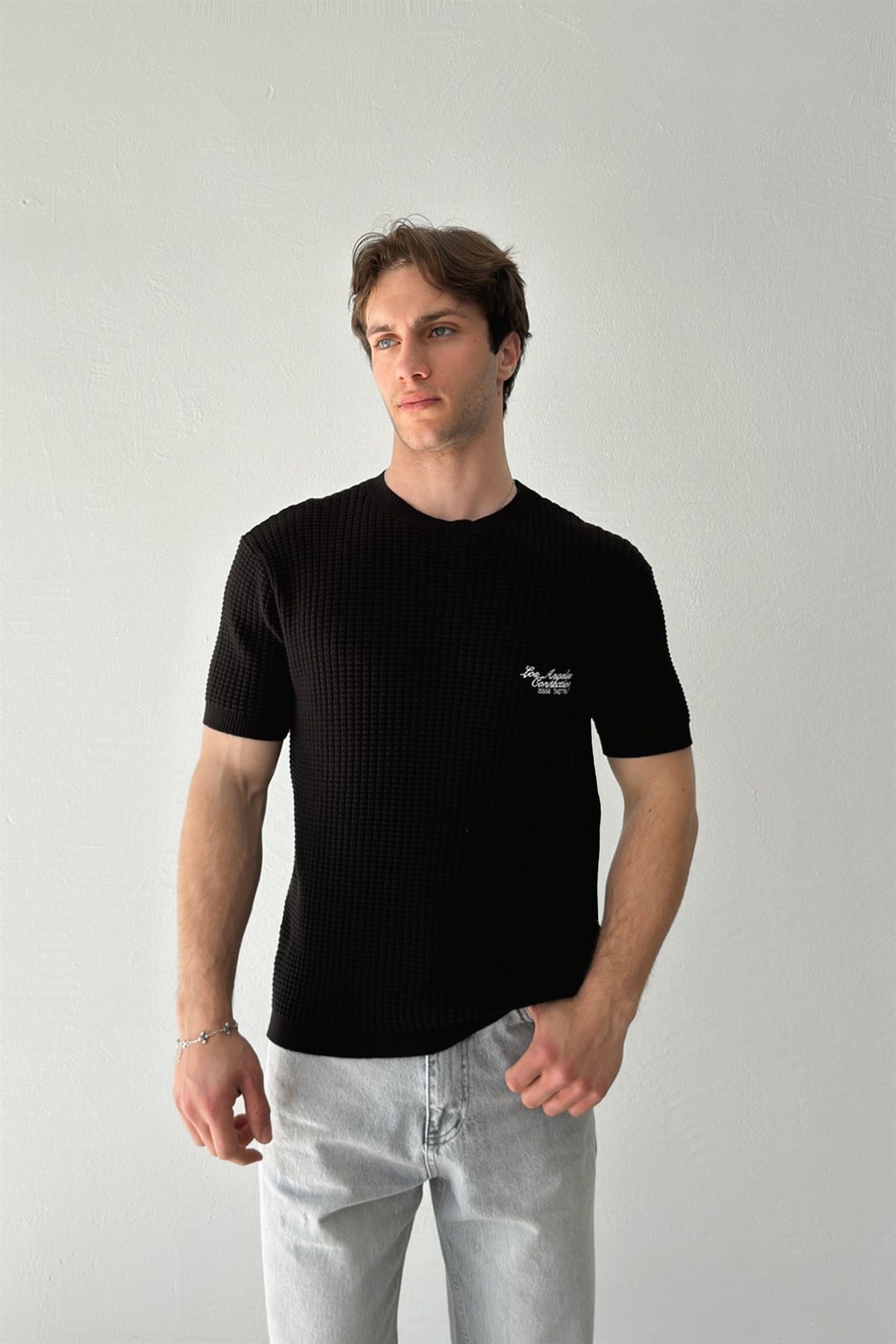Los Angeles Nakışlı Örme Triko Tişört