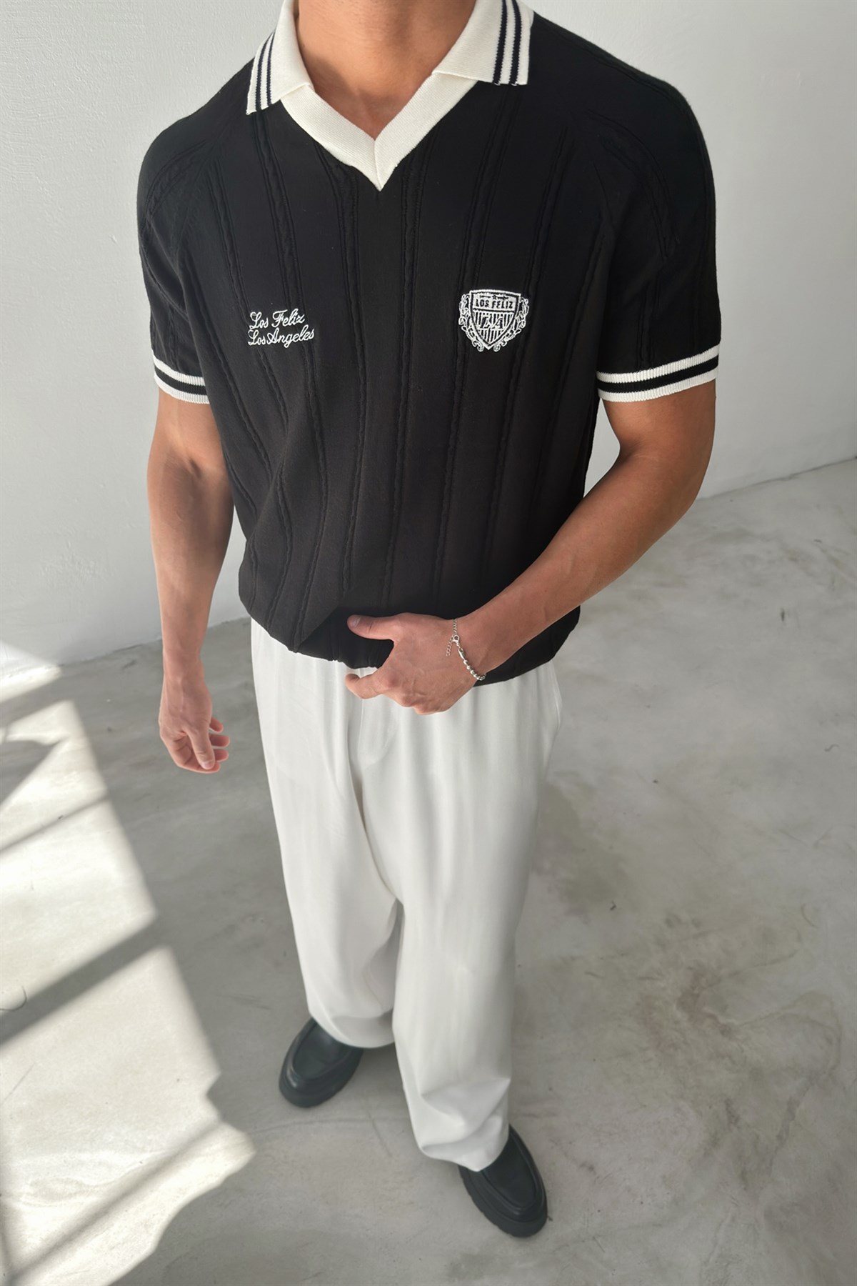 Los Feliz Nakışlı Polo Yaka Triko Tişört