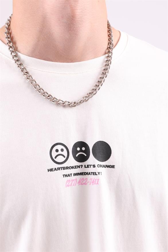 Love Hurts Sırt Baskılı Beyaz Oversize Tişört