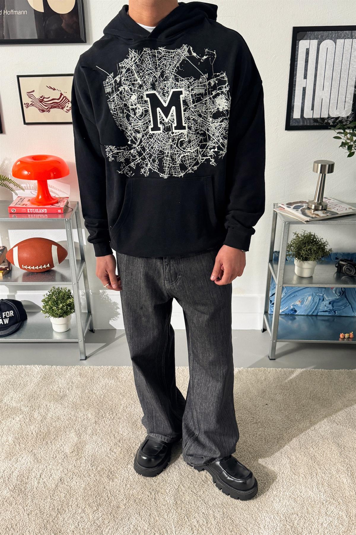 M Baskılı Hoodie