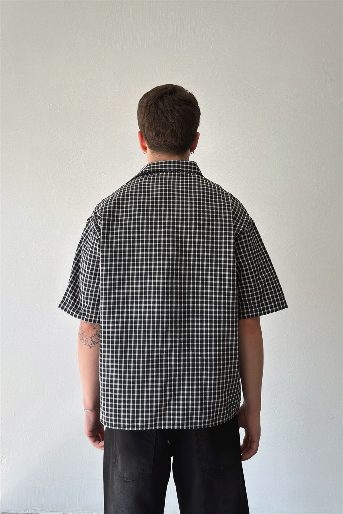 Members Nakışlı Ekose Kısa Kol Poplin Gömlek