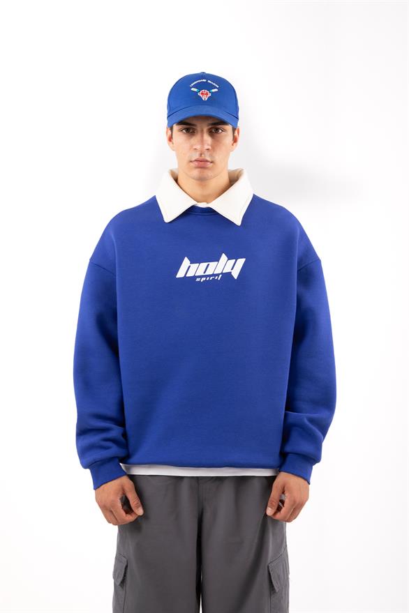 Mid90s Yaka Oversize Mavi Sweatshirt