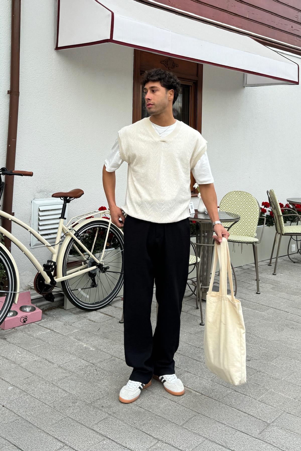 Müslin Kumaş Siyah Baggy Pantalon
