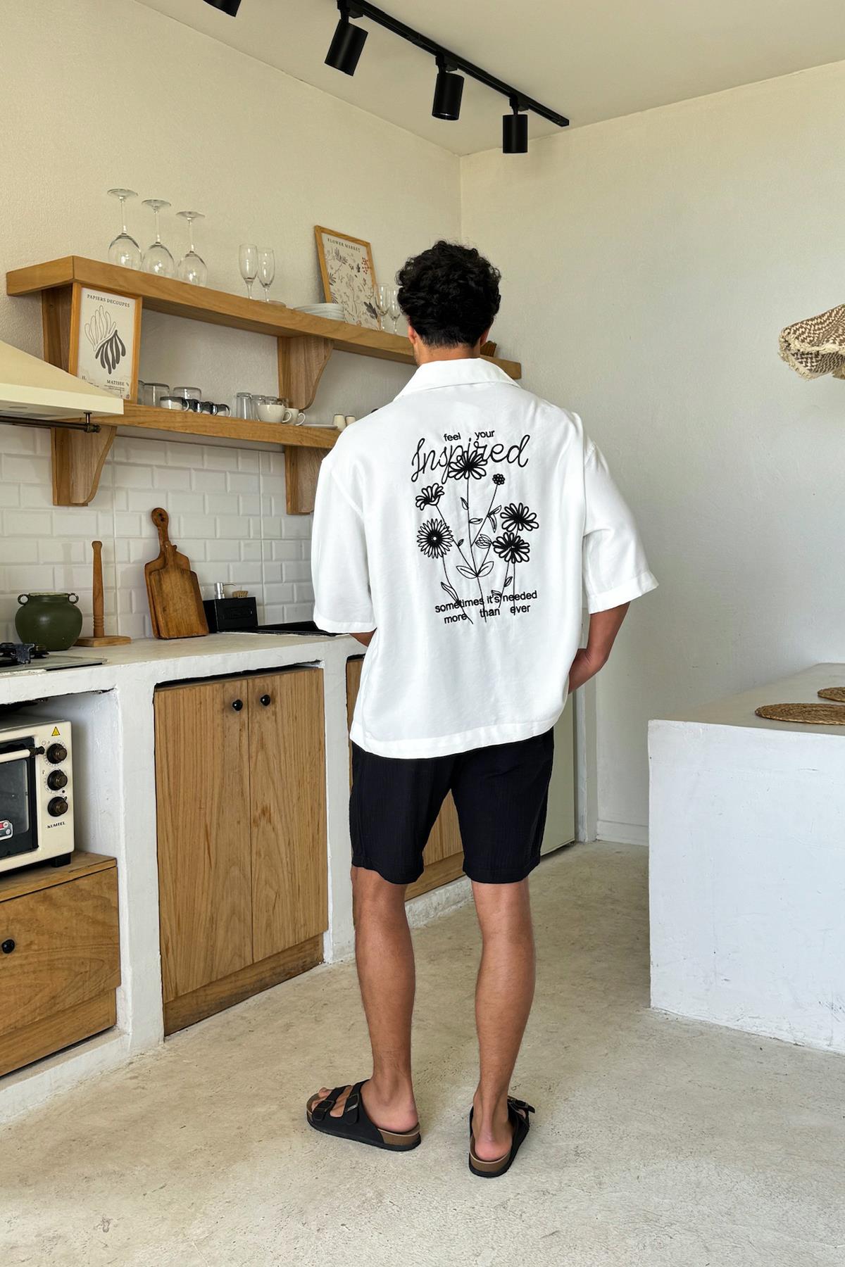 Siyah Müslin Kumaş Bel Lastikli Şort