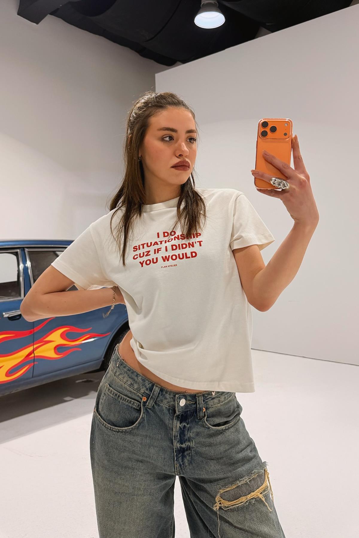 No Situationship Baskılı Tişört