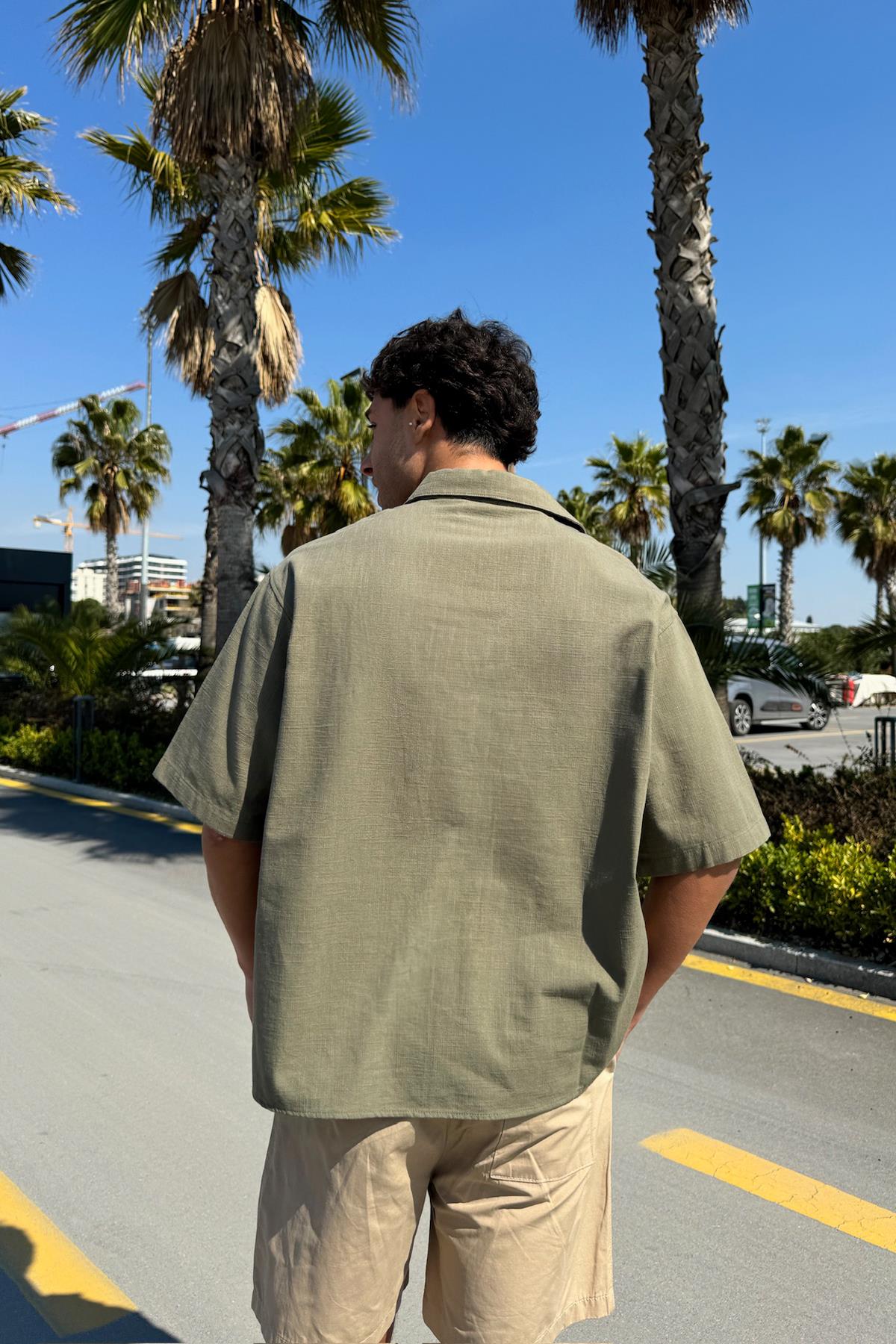 Ön Cep Boa Vista Nakışlı Oversize Gömlek