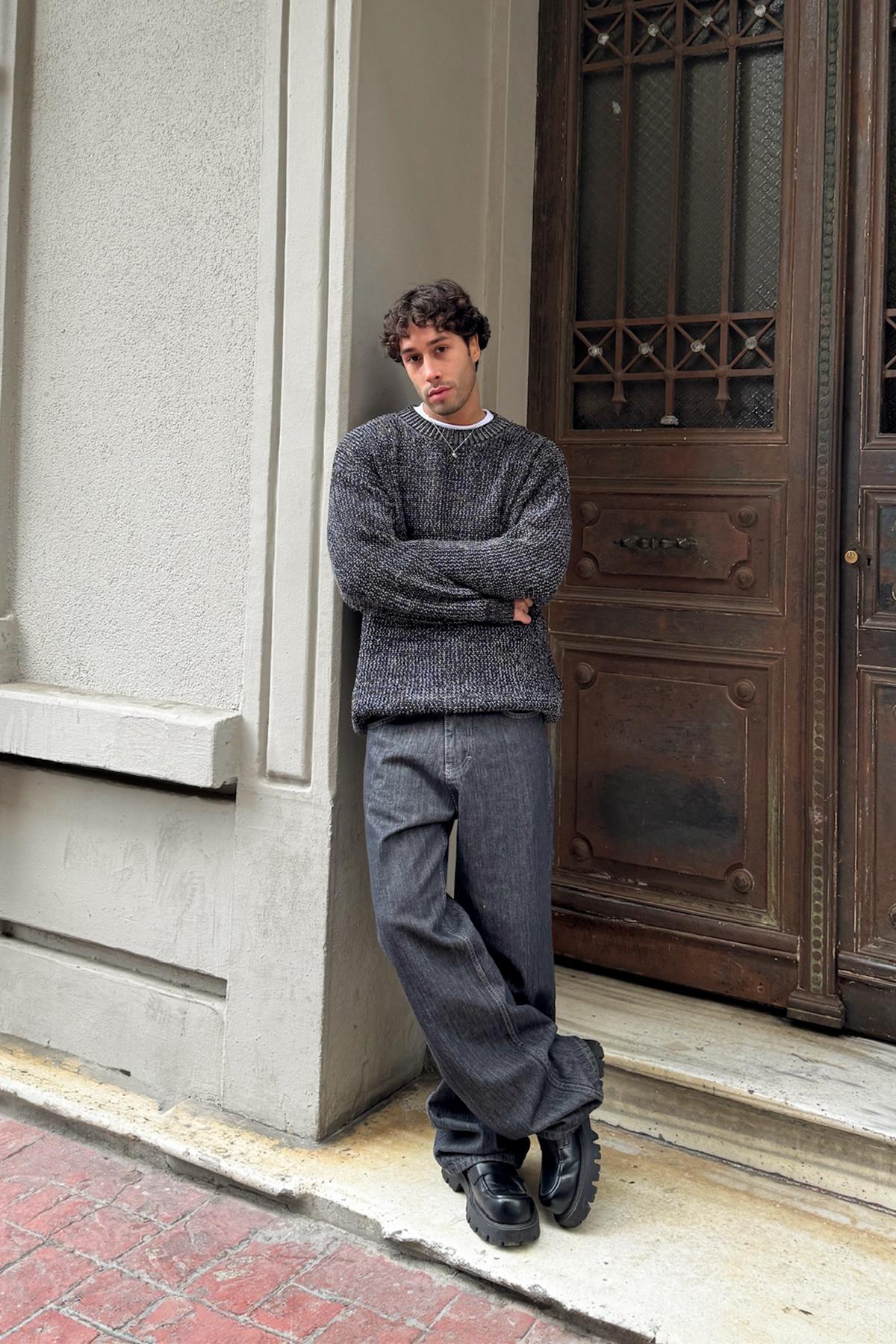 Örgü Model Triko Kazak Siyah