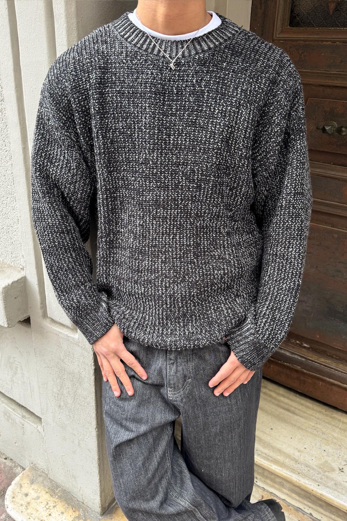 Örgü Model Triko Kazak Siyah