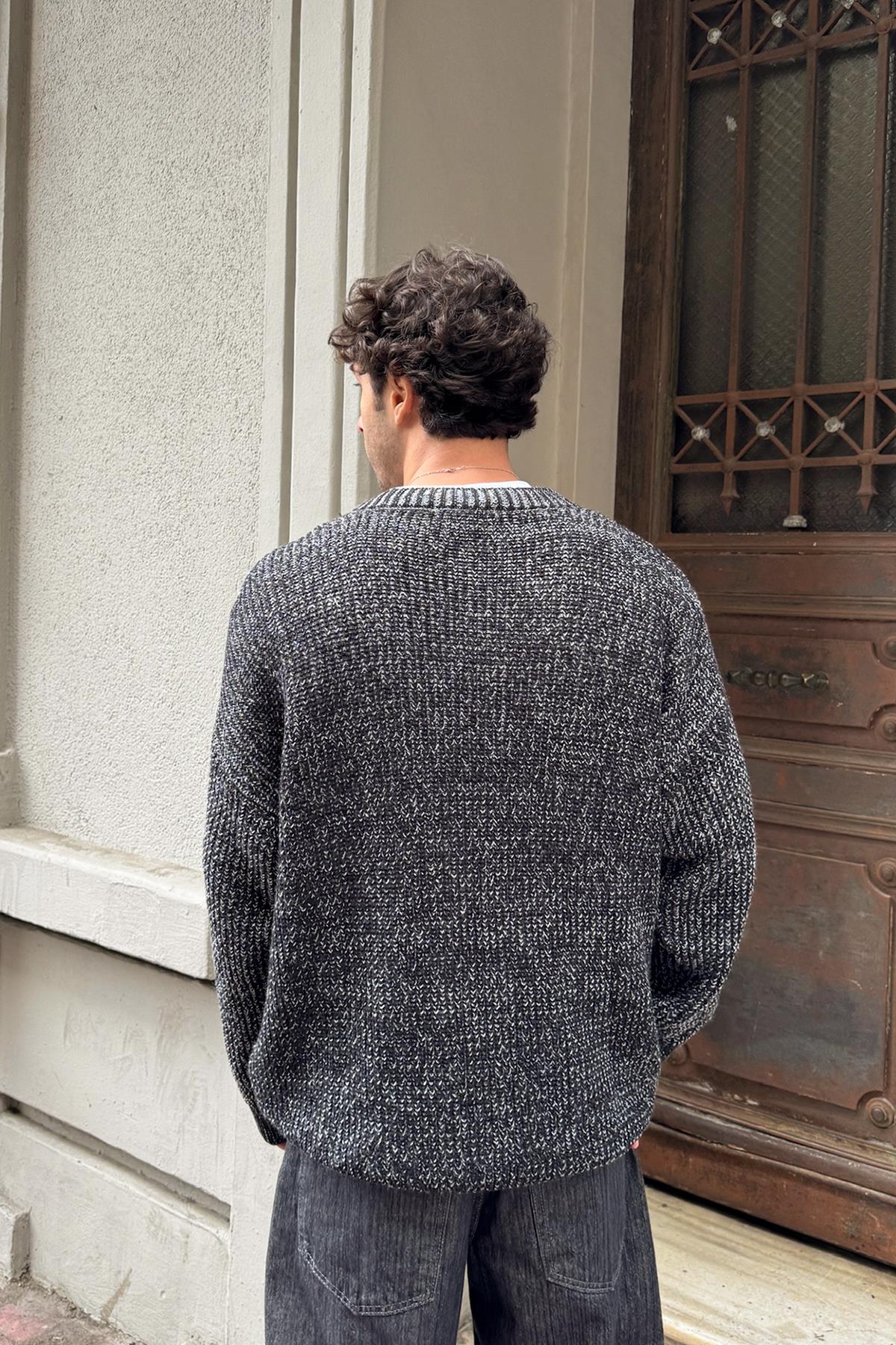 Örgü Model Triko Kazak Siyah
