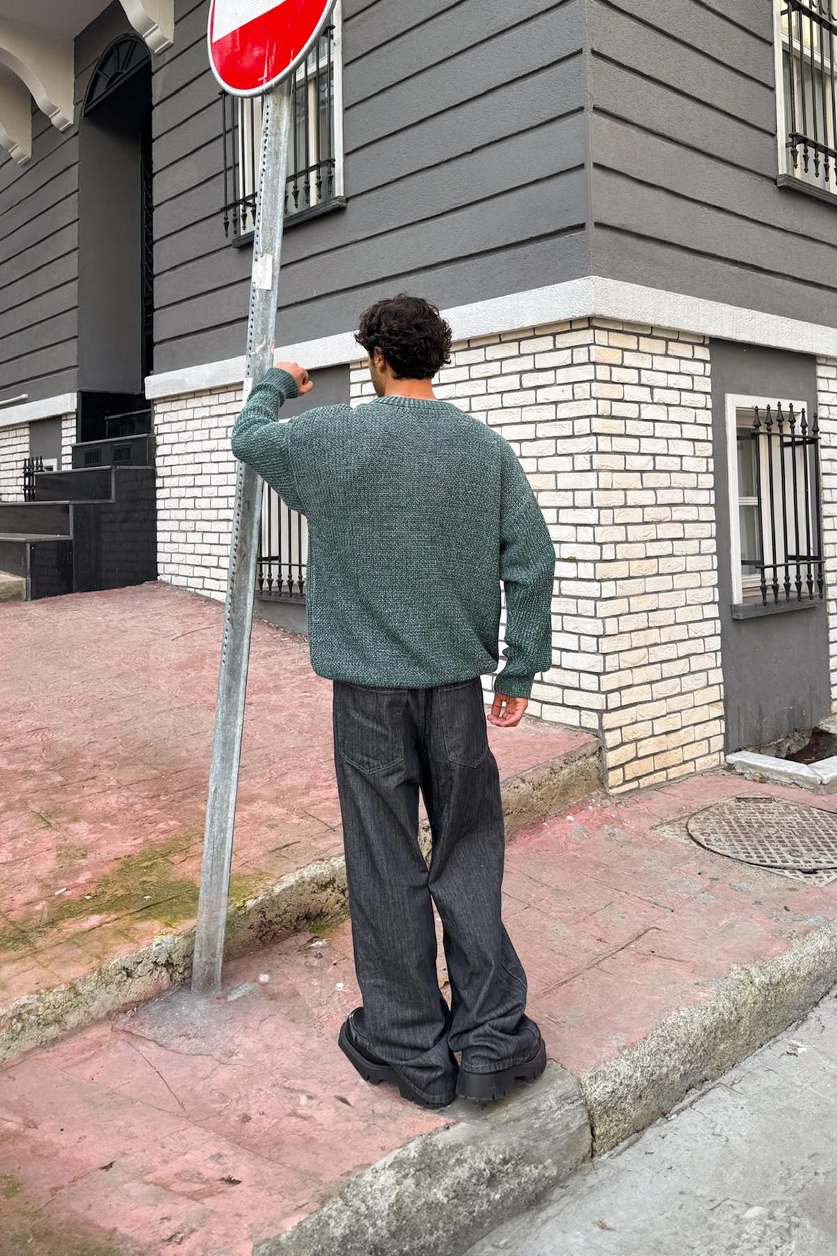 Örgü Model Triko Kazak Yeşil