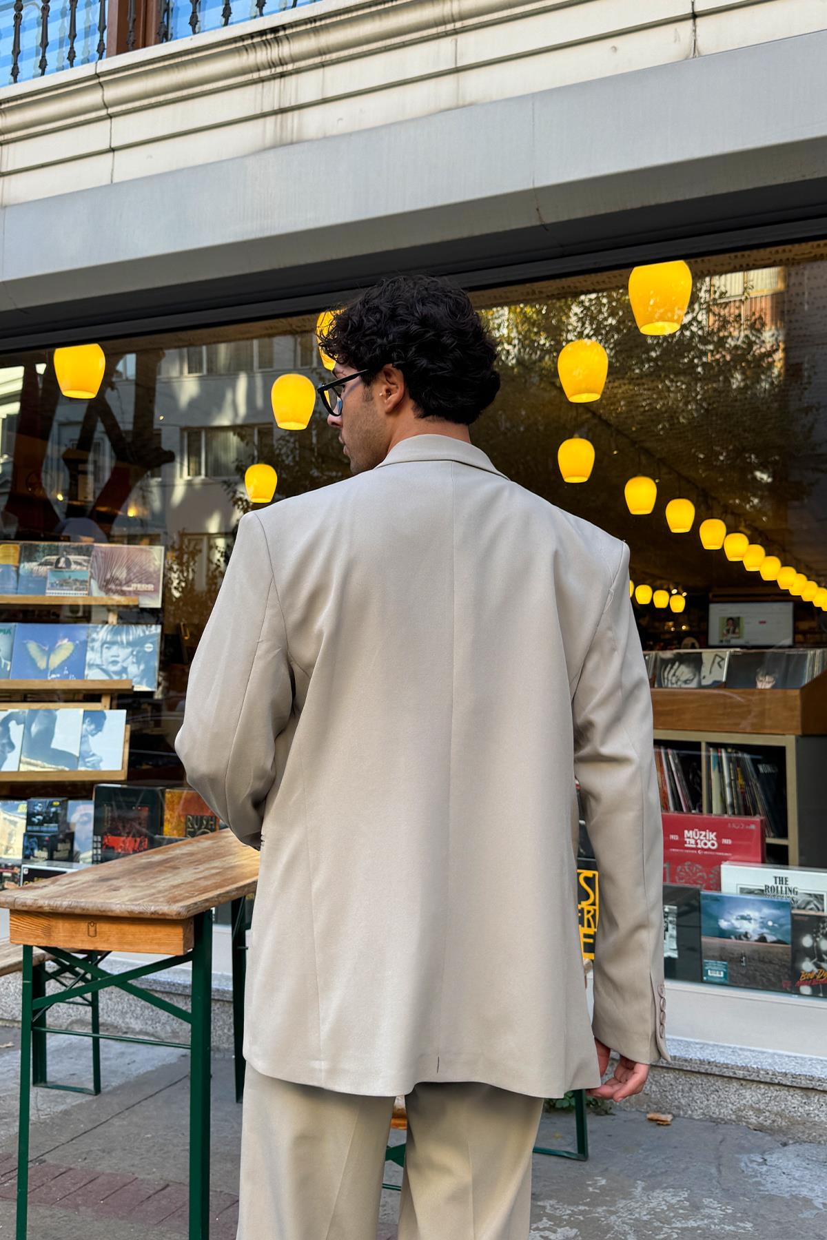 Oversize Takım Elbise Bej