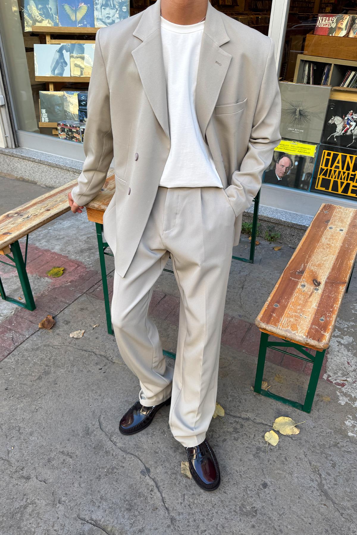Oversize Takım Elbise Bej