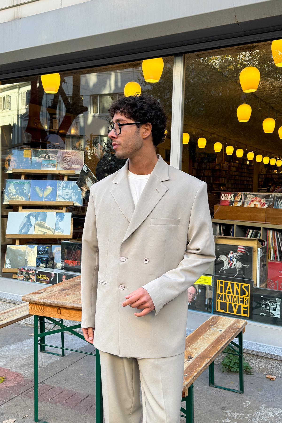 Oversize Takım Elbise Bej