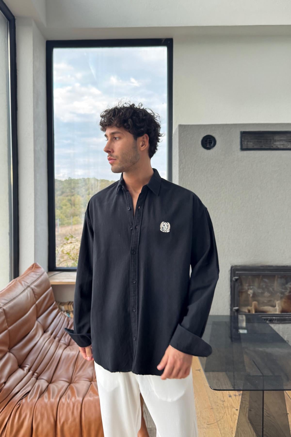 Oxford Oversize Gömlek Siyah