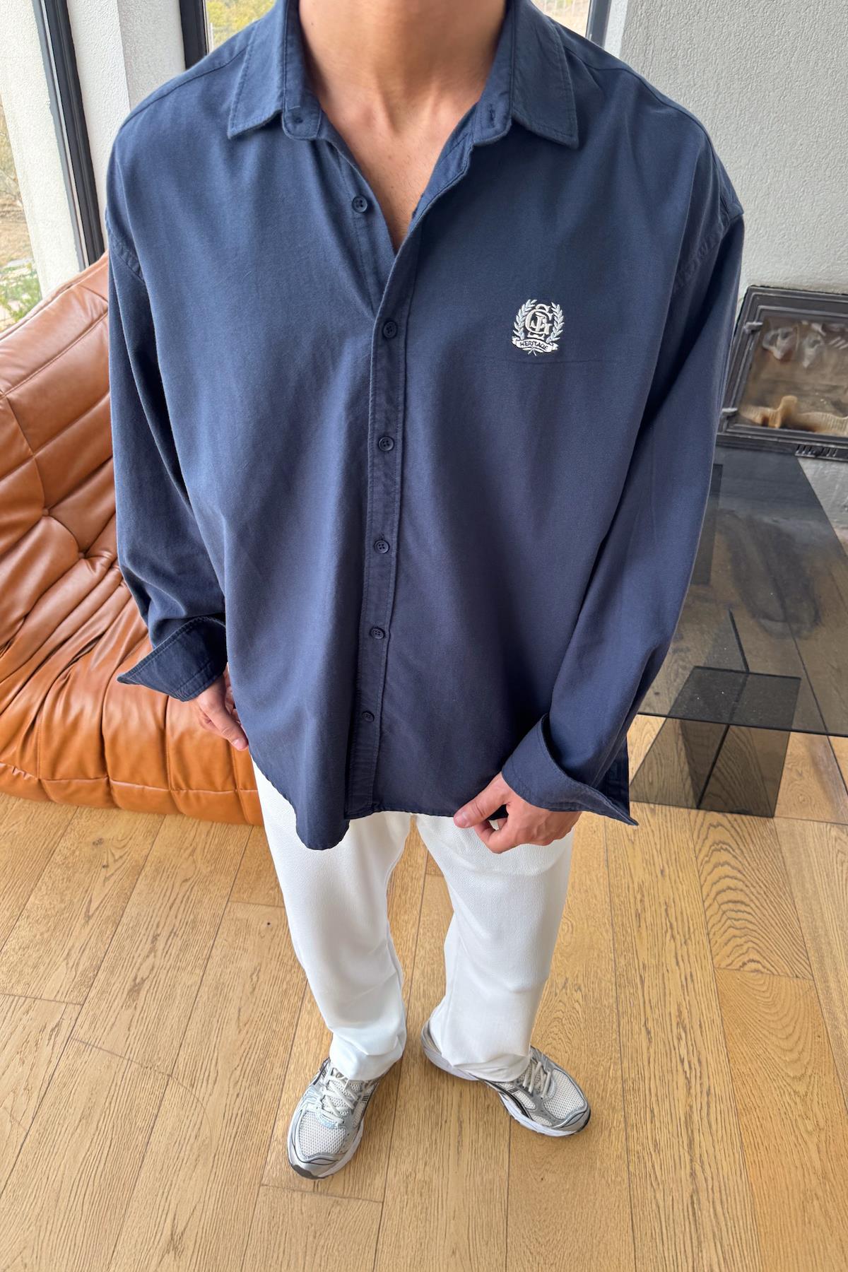 Oxford Oversize Gömlek Lacivert