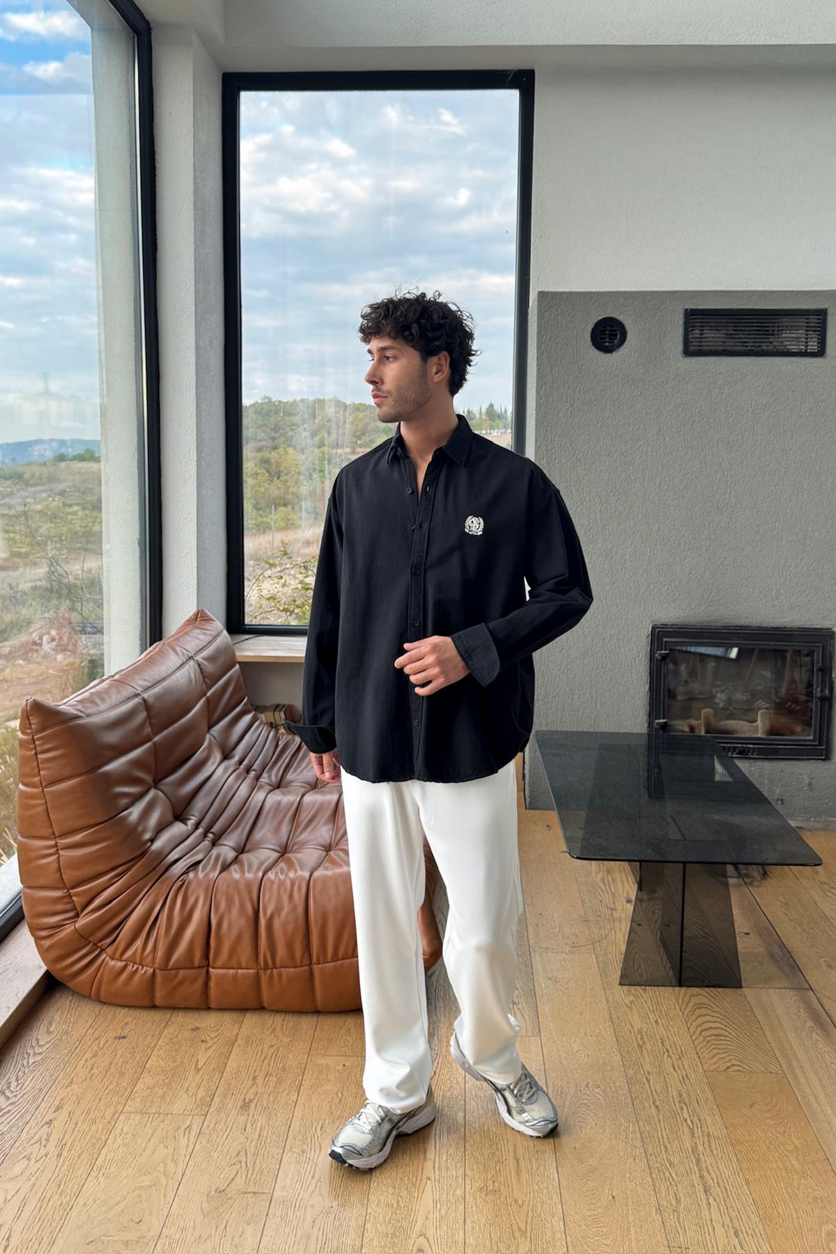 Oxford Oversize Gömlek Siyah