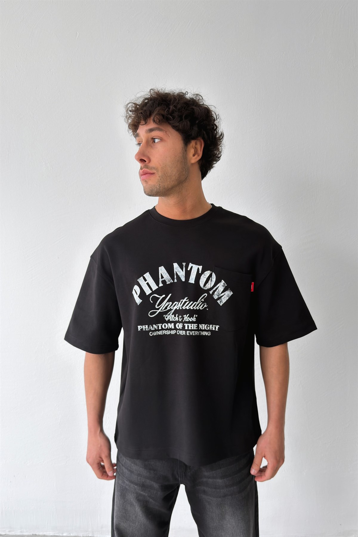 Phantom Ön Cepli Oversize Tişört