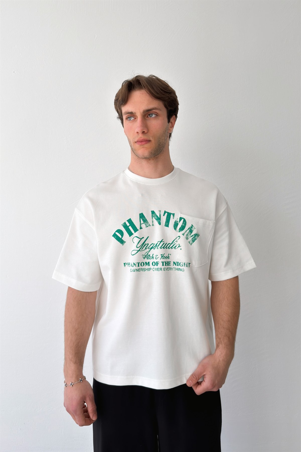 Phantom Ön Cepli Oversize Tişört