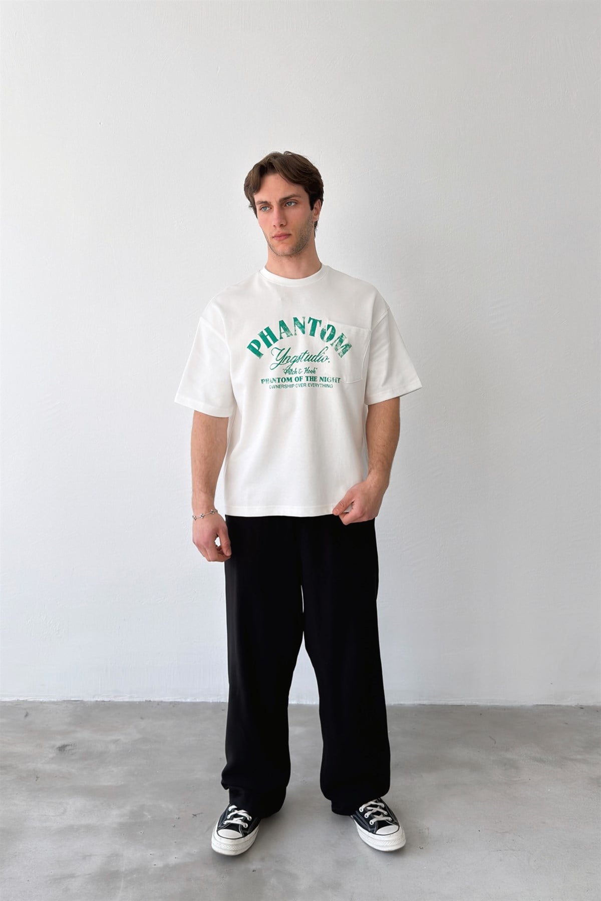 Phantom Ön Cepli Oversize Tişört