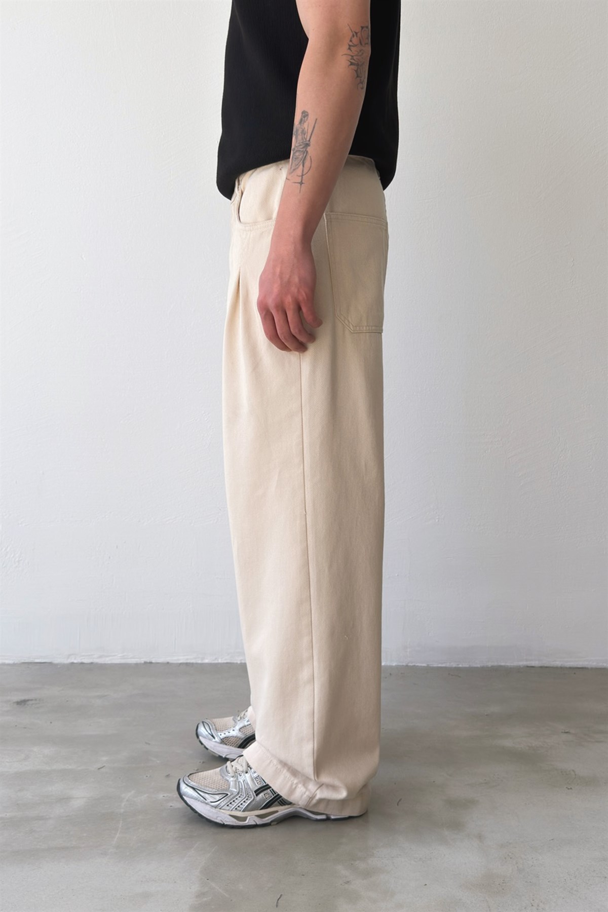 Pileli Gabardin Pantolon Bej