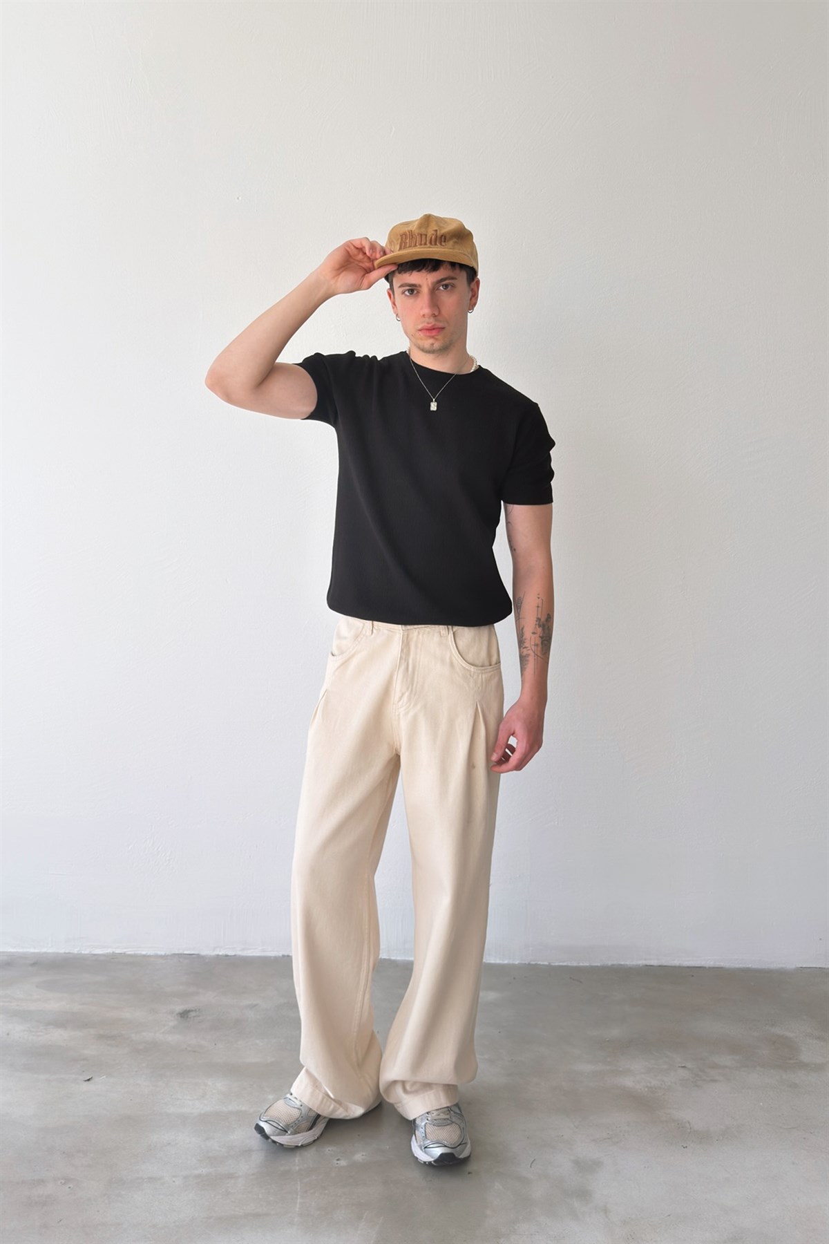 Pileli Gabardin Pantolon Bej