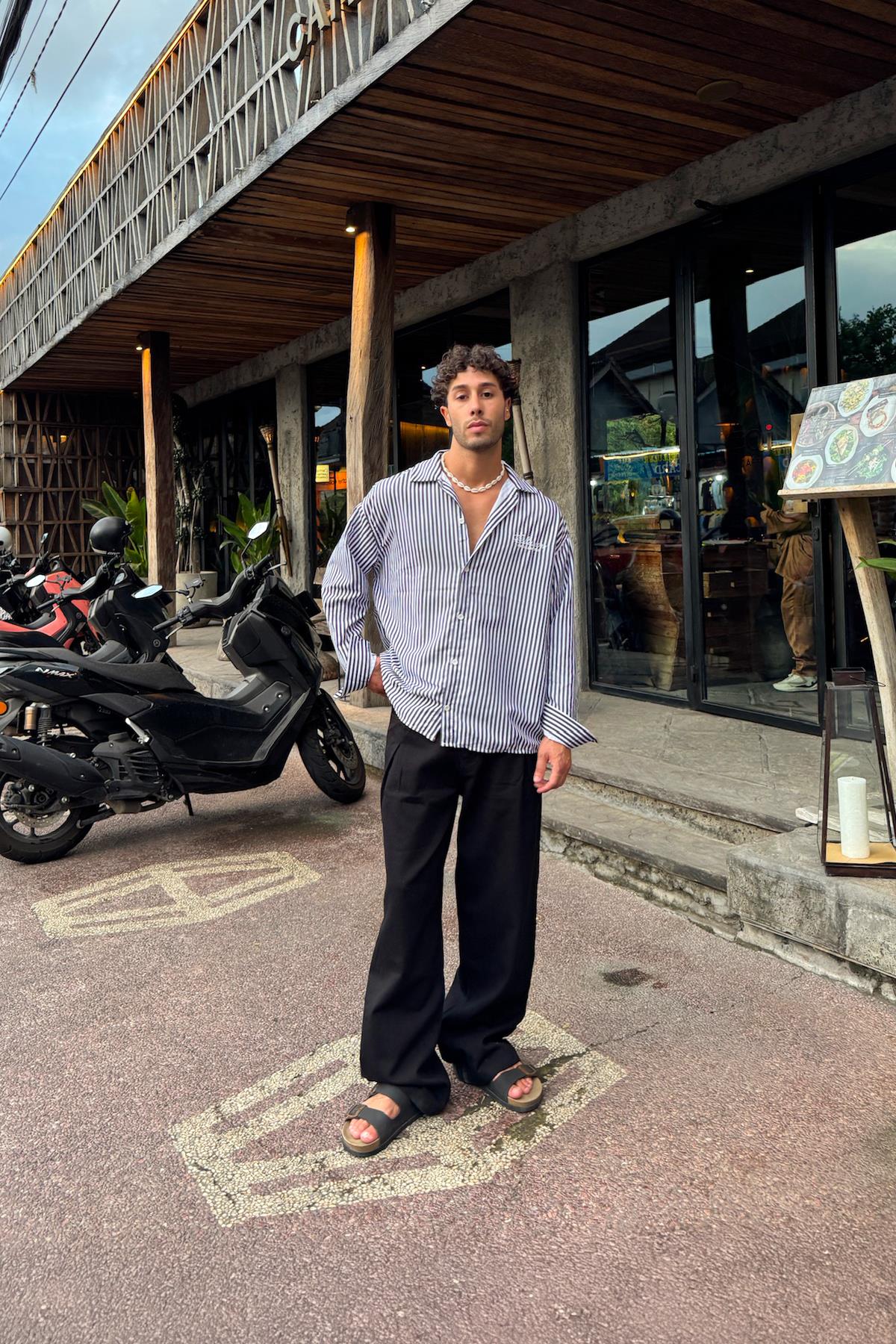 Pileli Gabardin Pantolon Siyah