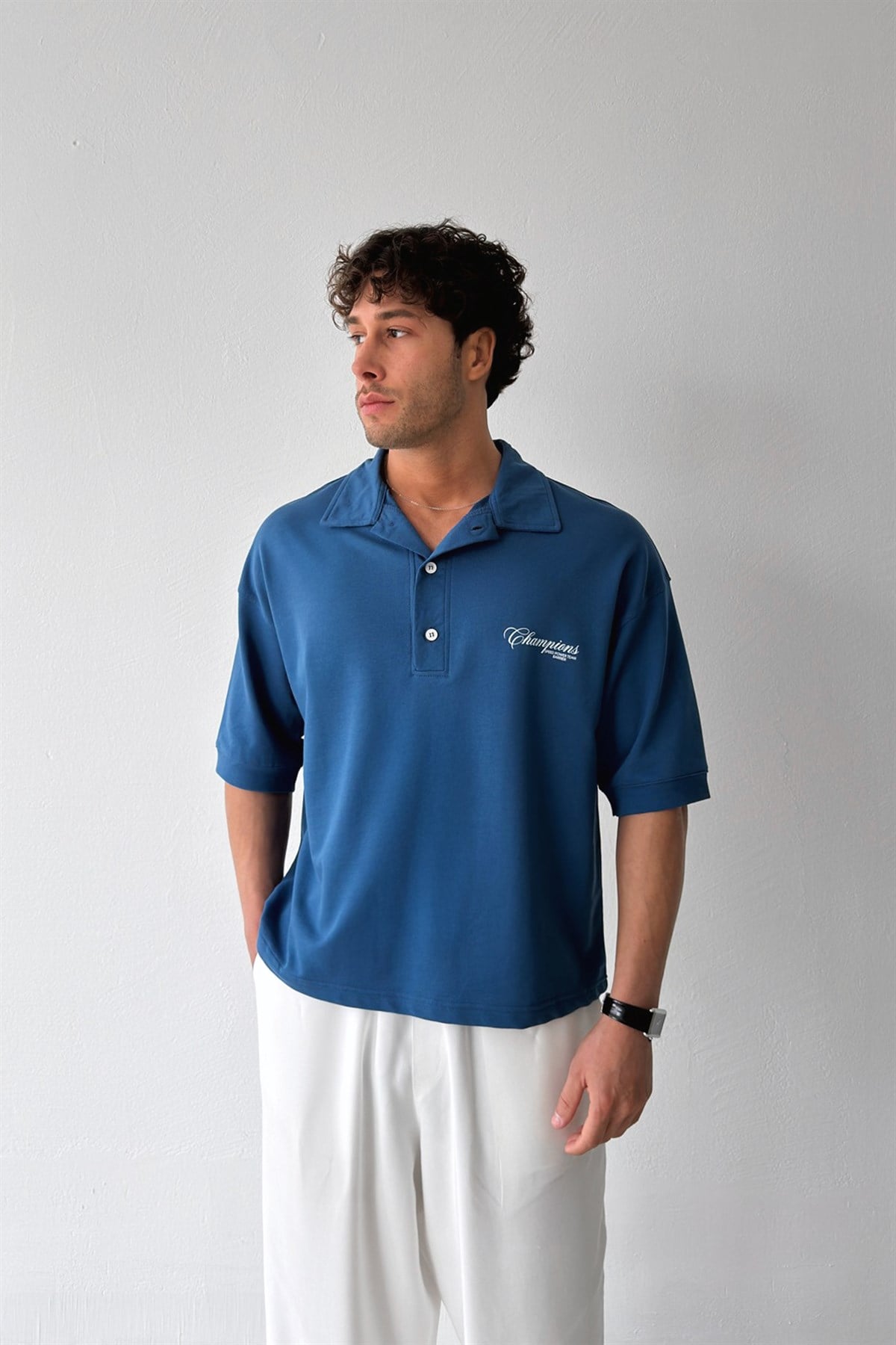 Polo Yaka Champions Baskılı Tişört