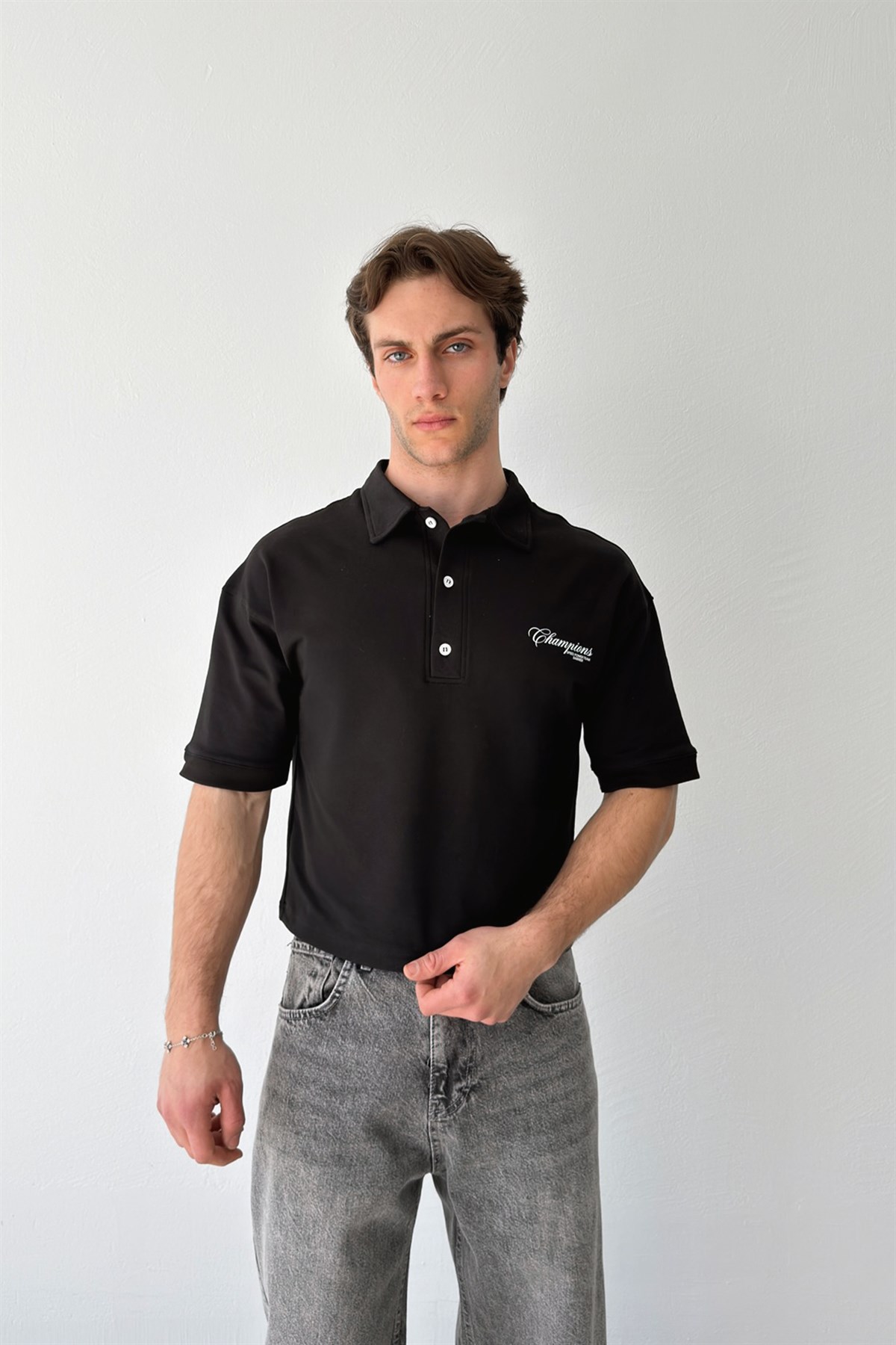 Polo Yaka Champions Baskılı Tişört