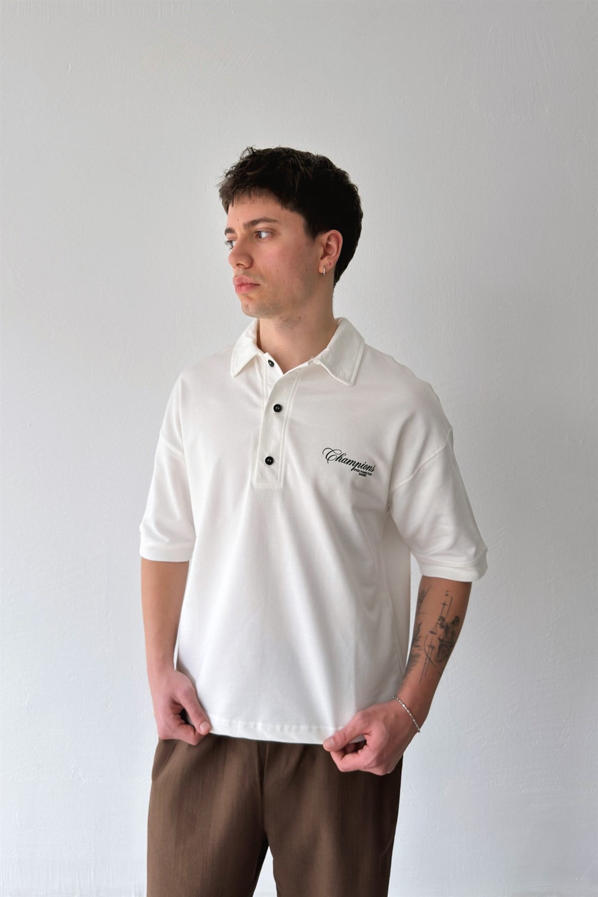 Polo Yaka Champions Baskılı Tişört