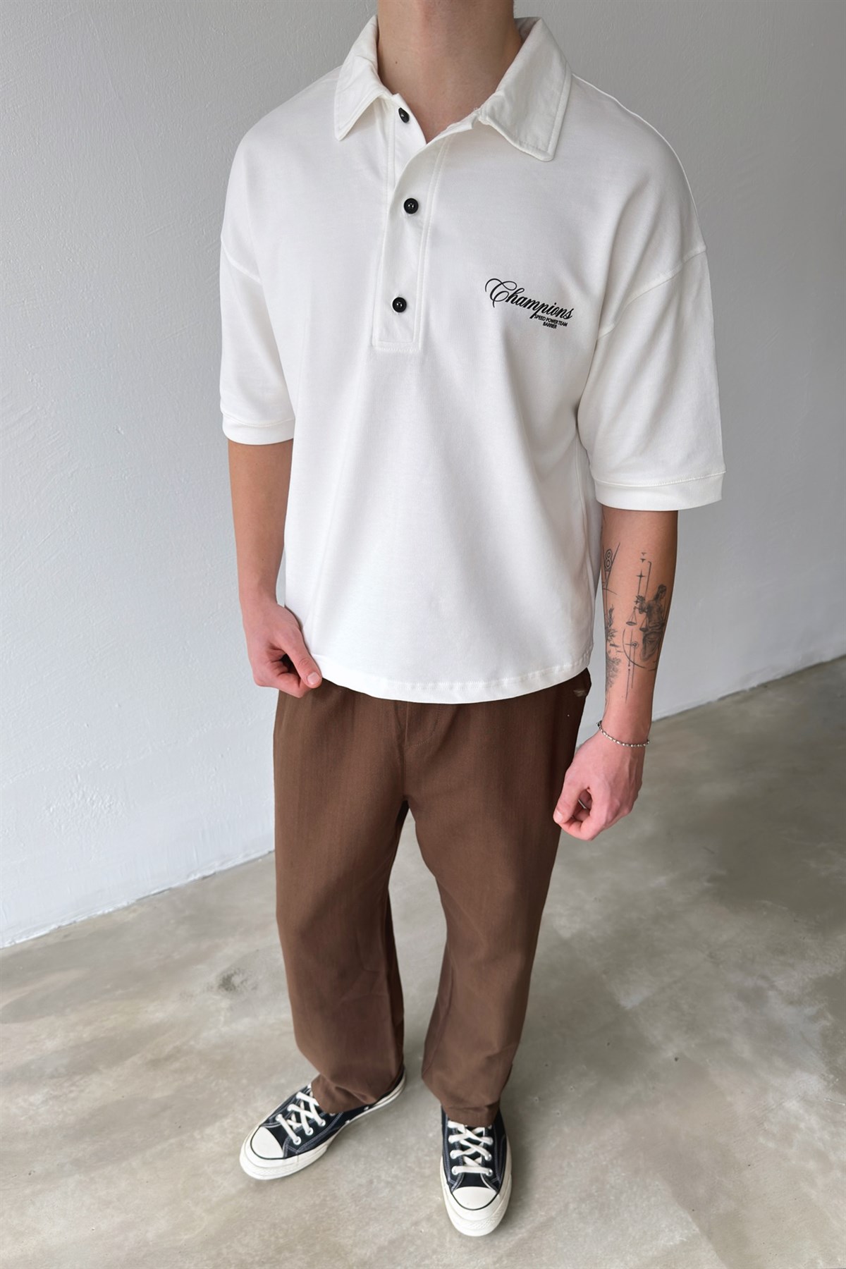 Polo Yaka Champions Baskılı Tişört