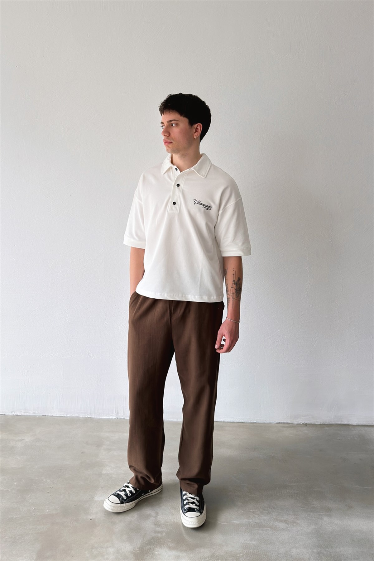 Polo Yaka Champions Baskılı Tişört