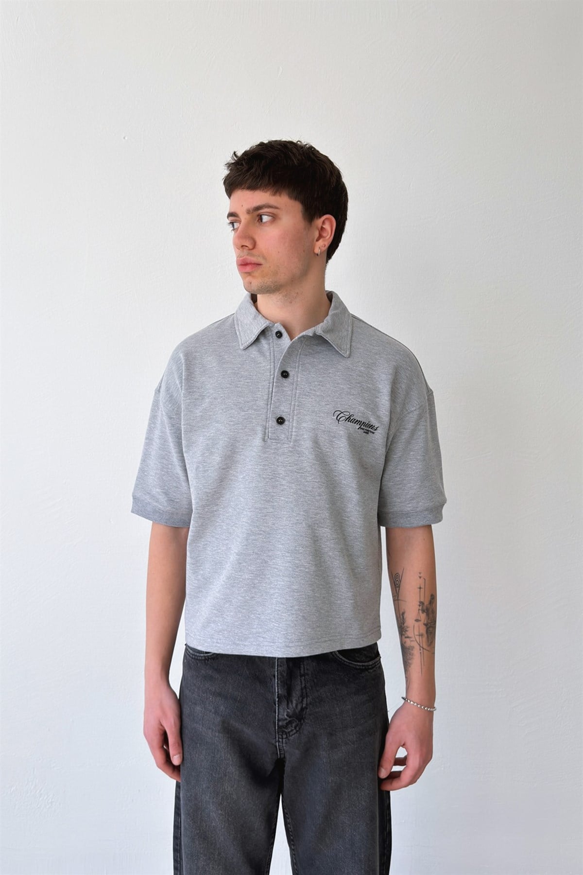 Polo Yaka Champions Baskılı Tişört