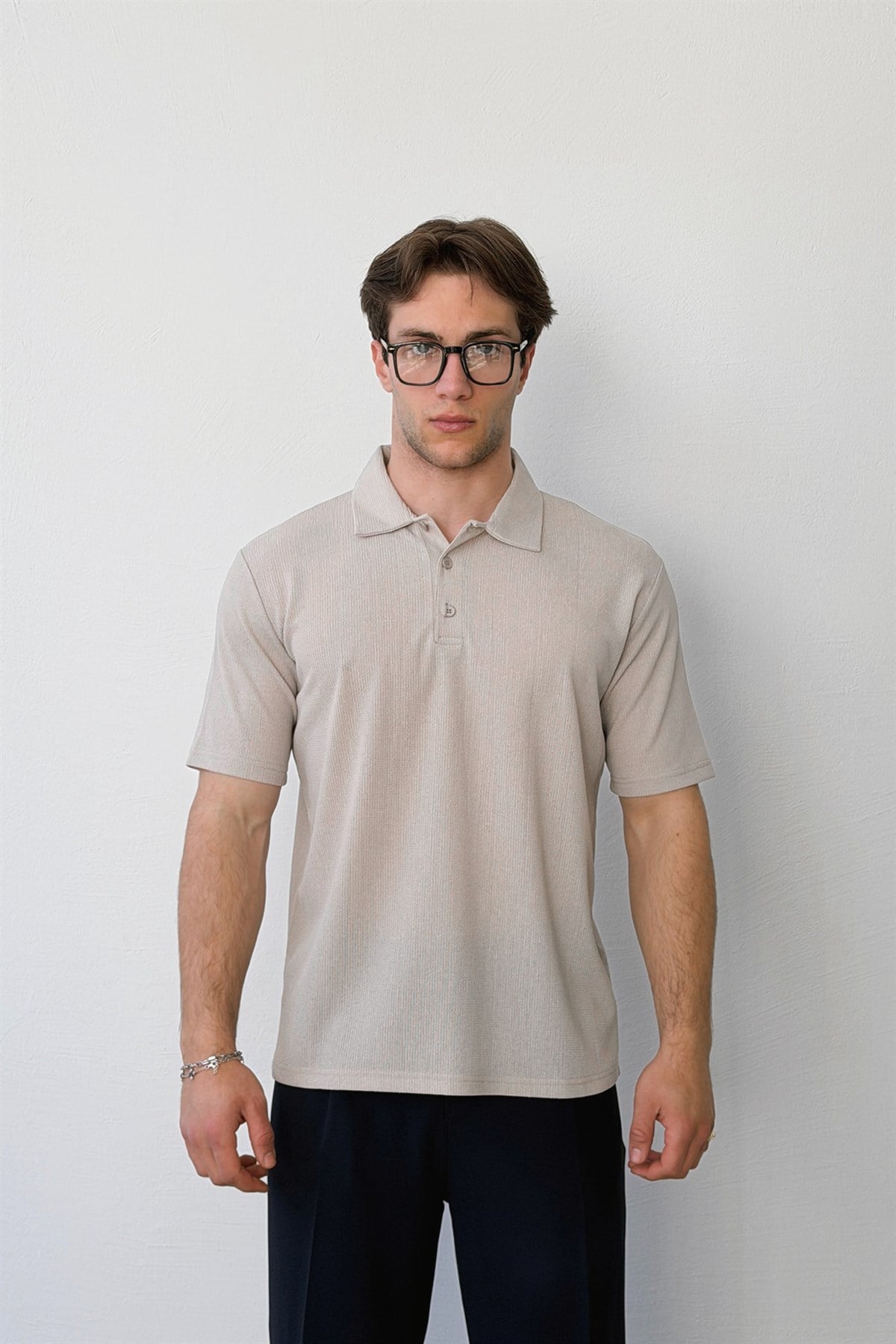 Polo Yaka Dokulu Tişört