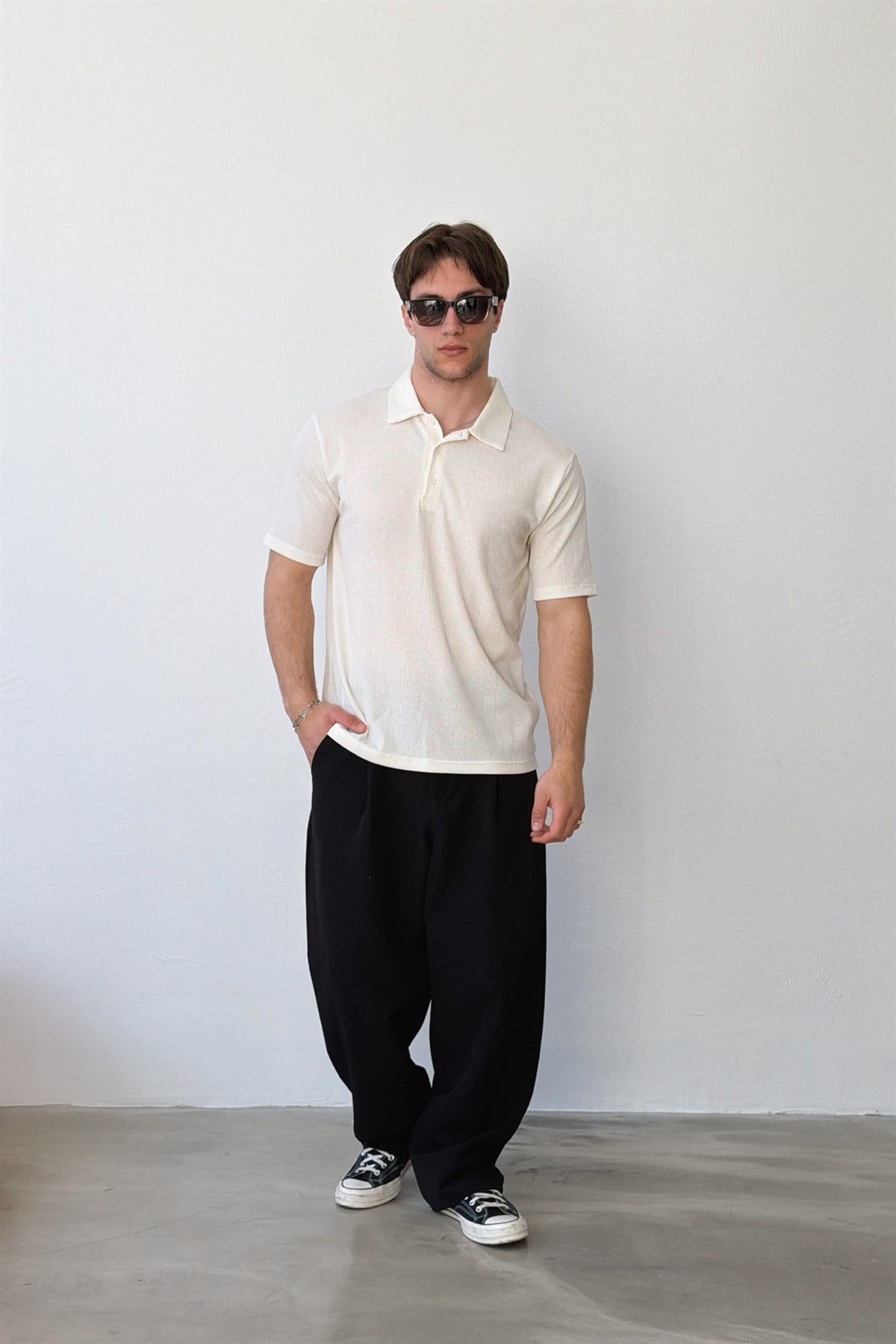 Polo Yaka Dokulu Tişört