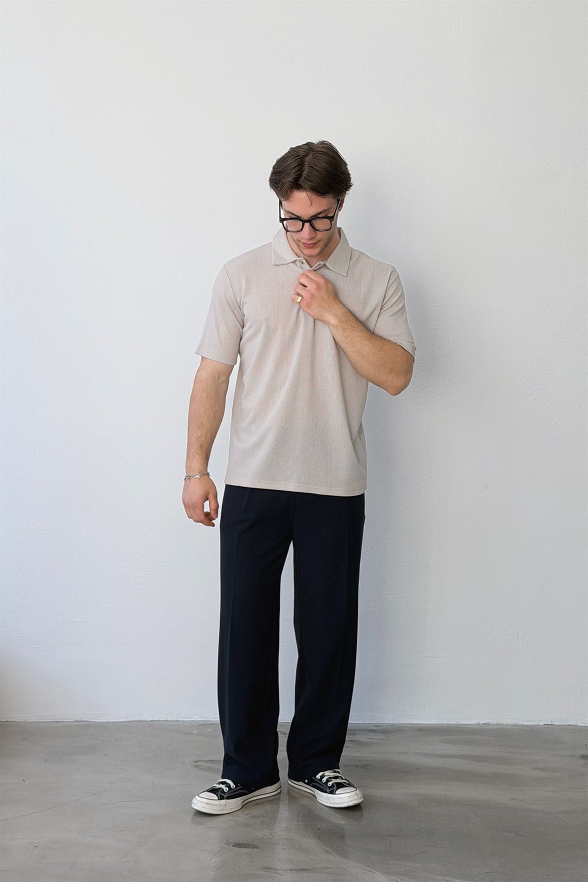 Polo Yaka Dokulu Tişört